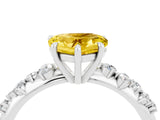 White gold Heart Cut Yellow Sapphire Cluster Side Stone Solitaire Ring with Prong Setting_76