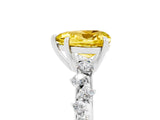 White gold Heart Cut Yellow Sapphire Cluster Side Stone Solitaire Ring with Prong Setting_77
