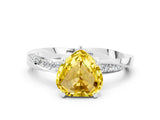 White gold Heart Cut Yellow Sapphire Engagement Ring with Side Stone Accents and Four-Prong Setting_48