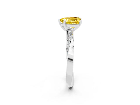 White gold Heart Cut Yellow Sapphire Engagement Ring with Side Stone Accents and Four-Prong Setting_50
