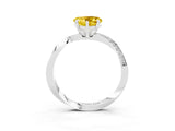 White gold Heart Cut Yellow Sapphire Engagement Ring with Side Stone Accents and Four-Prong Setting_75
