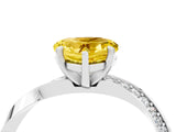 White gold Heart Cut Yellow Sapphire Engagement Ring with Side Stone Accents and Four-Prong Setting_76