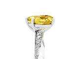 White gold Heart Cut Yellow Sapphire Engagement Ring with Side Stone Accents and Four-Prong Setting_77