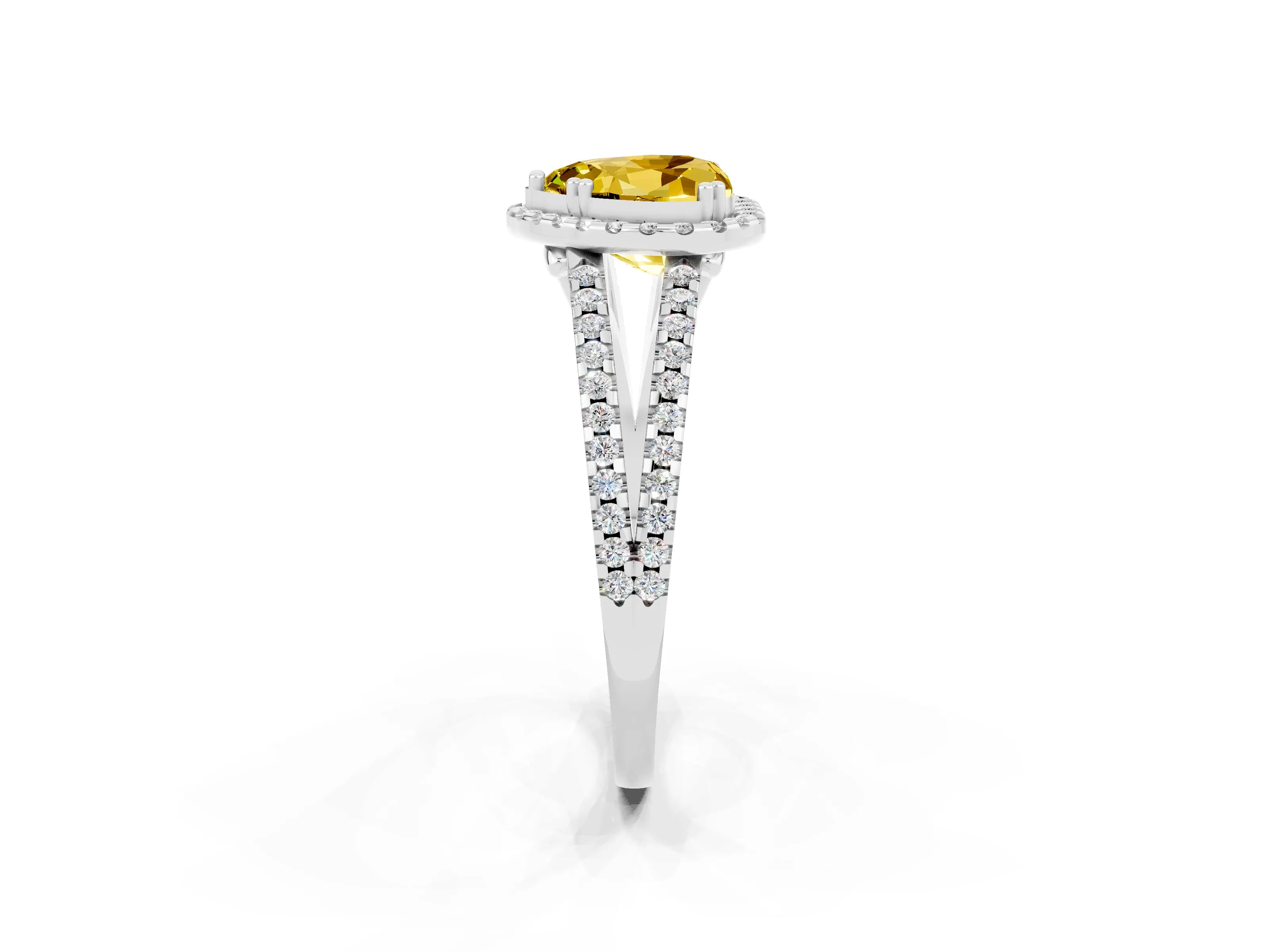 White gold Heart Cut Yellow Sapphire Halo Split Shank Engagement Ring_14