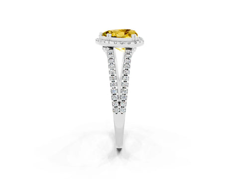 White gold Heart Cut Yellow Sapphire Halo Split Shank Engagement Ring_14