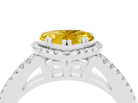 White gold Heart Cut Yellow Sapphire Halo Split Shank Engagement Ring_16