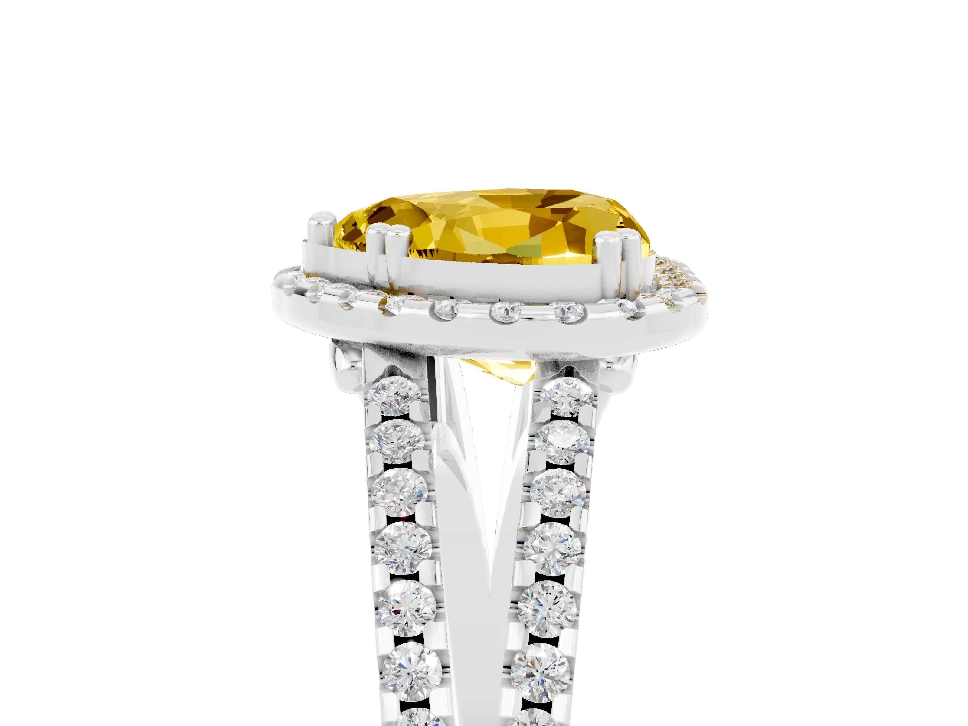 White gold Heart Cut Yellow Sapphire Halo Split Shank Engagement Ring_17