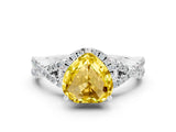 White gold Heart Cut Yellow Sapphire  Halo Twist Band Solitaire Prong Setting Ring_54