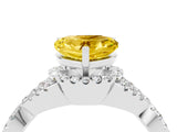 White gold Heart Cut Yellow Sapphire  Halo Twist Band Solitaire Prong Setting Ring_58