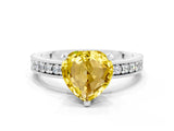 White gold Heart Cut Yellow Sapphire Milgrain Pavé Engagement Ring with Four-Prong Setting_36