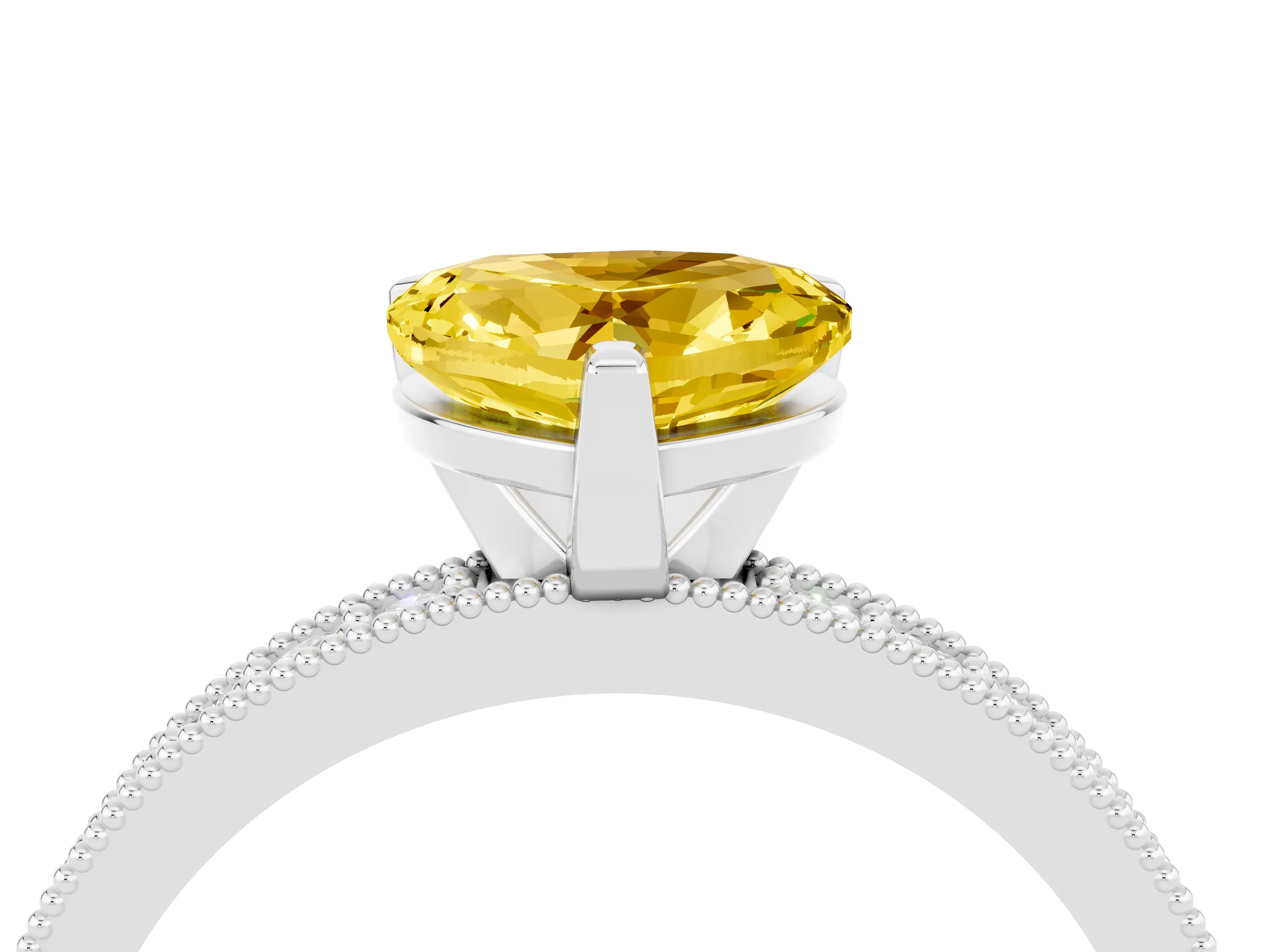 White gold Heart Cut Yellow Sapphire Milgrain Pavé Engagement Ring with Four-Prong Setting_40