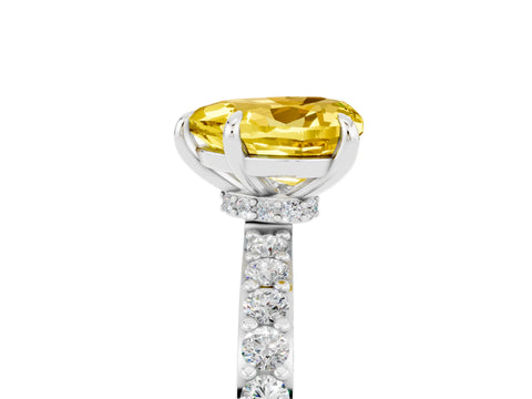 White gold Heart Cut Yellow Sapphire Pavé Engagement Ring with Round  Accents and Prong Setting_53