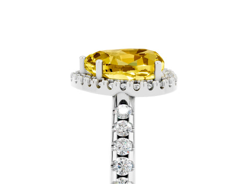 White gold Heart Cut Yellow Sapphire Pavé Halo Ring with Four-Prong Setting_17
