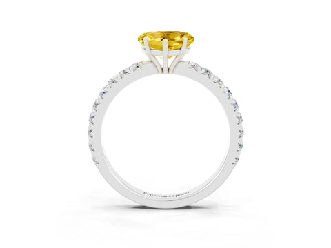 White gold Heart Cut Yellow Sapphire Pavé Solitaire Engagement Ring with Four-Prong Setting_15