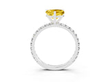 White gold Heart Cut Yellow Sapphire Pavé Solitaire Ring with Round Band and Prong Setting_15