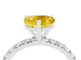 White gold Heart Cut Yellow Sapphire Pavé Solitaire Ring with Round Band and Prong Setting_16