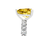 White gold Heart Cut Yellow Sapphire Pavé Solitaire Ring with Round Band and Prong Setting_17