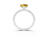 White gold Heart Cut Yellow Sapphire Pave Band Solitaire Ring with Four-Prong Setting_63