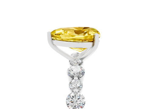 White gold Heart Cut Yellow Sapphire Prong Set Engagement Ring with Pavé Band_17