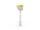 White gold Heart Cut Yellow Sapphire Ring with Side Stones and Four-Prong Setting_62
