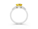 White gold Heart Cut Yellow Sapphire Ring with Side Stones and Four-Prong Setting_63