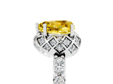 White gold Heart Cut Yellow Sapphire Scalloped Halo Engagement Ring with Round Shared Prong Band_29