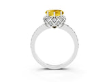 White gold Heart Cut Yellow Sapphire Scalloped Halo Engagement Ring with Round Shared Prong Band_39