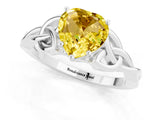 White gold Heart Cut Yellow Sapphire Solitaire Celtic Knot Ring with Four-Prong Setting_37