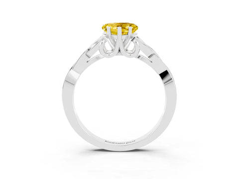 White gold Heart Cut Yellow Sapphire Solitaire Celtic Knot Ring with Four-Prong Setting_39