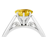 White gold Heart Cut Yellow Sapphire Solitaire Engagement Ring with Cathedral Setting and Four-Prong Mount_10