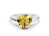 White gold Heart Cut Yellow Sapphire Solitaire Engagement Ring with Cathedral Setting and Four-Prong Mount_120