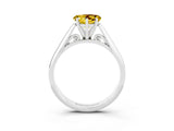 White gold Heart Cut Yellow Sapphire Solitaire Engagement Ring with Cathedral Setting and Four-Prong Mount_123