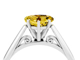 White gold Heart Cut Yellow Sapphire Solitaire Engagement Ring with Cathedral Setting and Four-Prong Mount_124