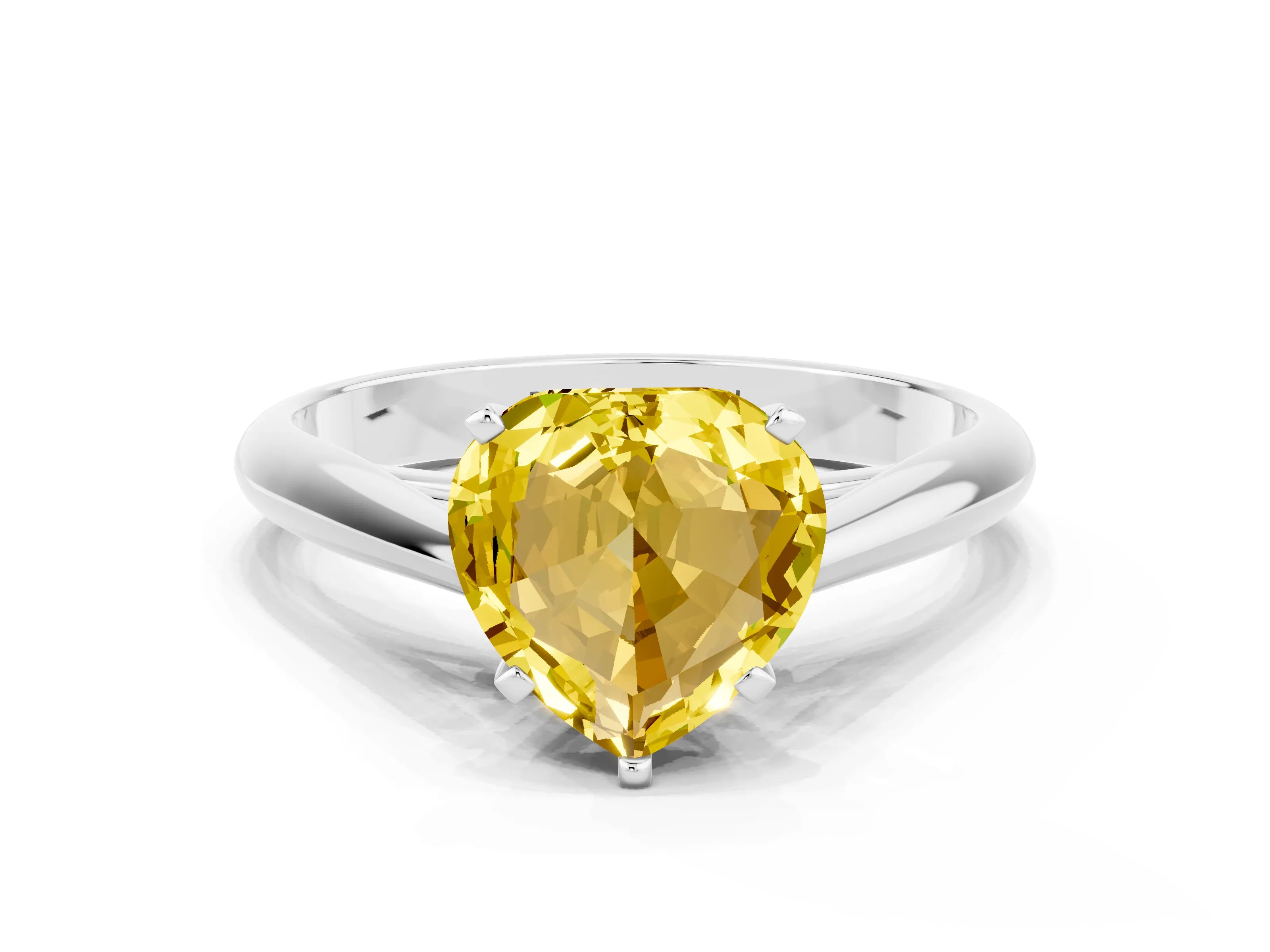 White gold Heart Cut Yellow Sapphire Solitaire Engagement Ring with Cathedral Setting and Four-Prong Mount_47