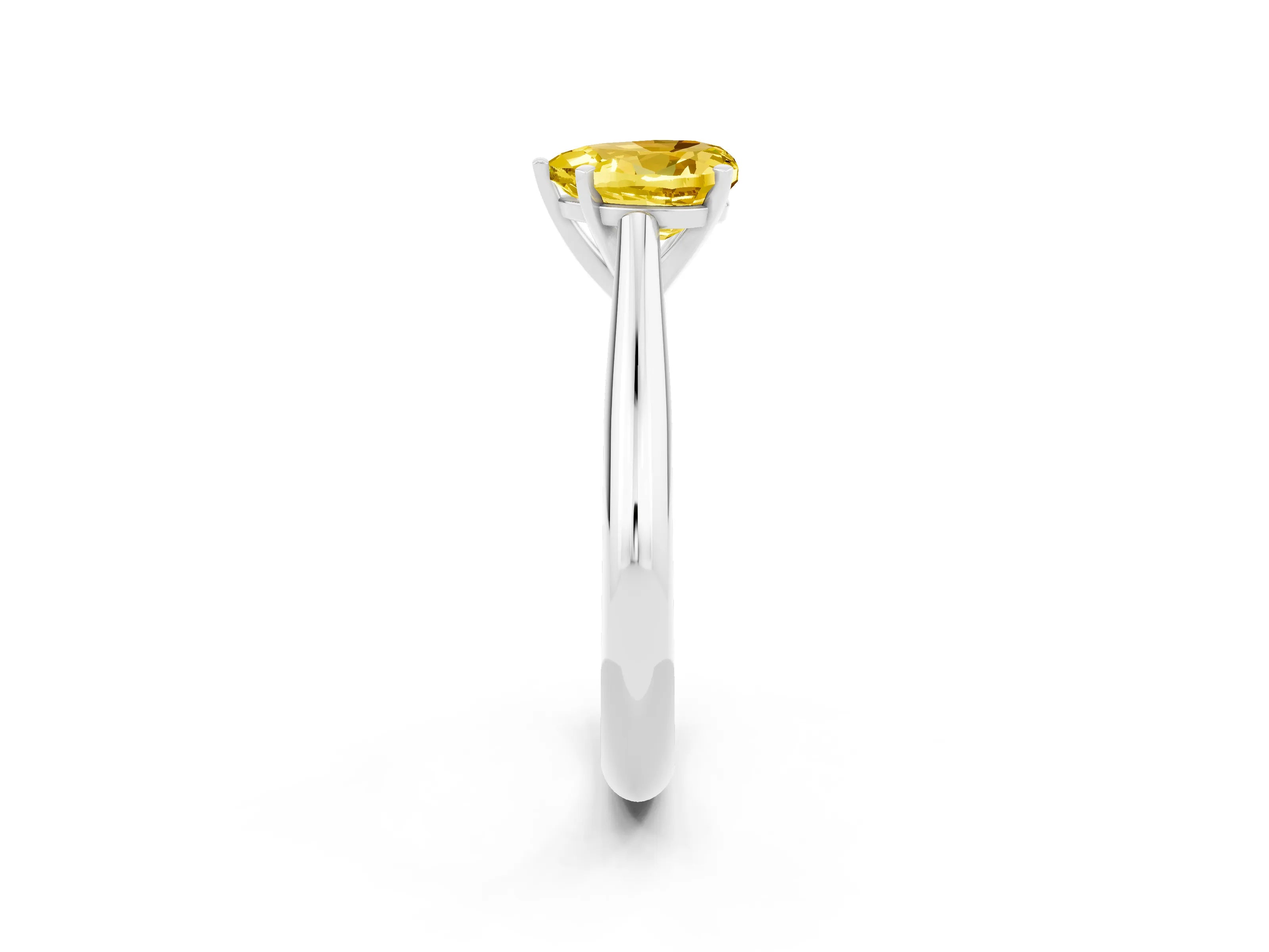 White gold Heart Cut Yellow Sapphire Solitaire Engagement Ring with Cathedral Setting and Four-Prong Mount_49