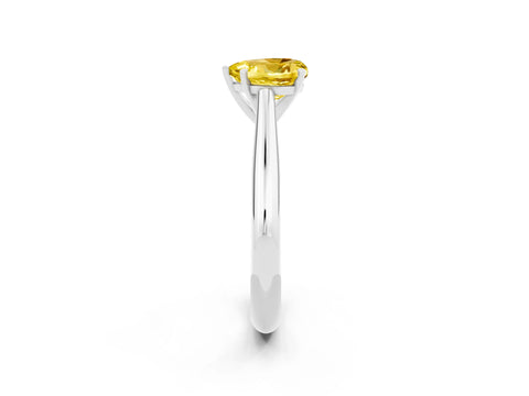 White gold Heart Cut Yellow Sapphire Solitaire Engagement Ring with Cathedral Setting and Four-Prong Mount_50
