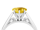 White gold Heart Cut Yellow Sapphire Solitaire Engagement Ring with Cathedral Setting and Four-Prong Mount_52