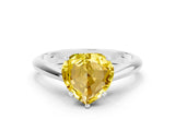 White gold Heart Cut Yellow Sapphire Solitaire Engagement Ring with Cathedral Setting and Four-Prong Mount_6