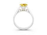 White gold Heart Cut Yellow Sapphire Solitaire Engagement Ring with Cathedral Setting and Four-Prong Mount_9