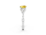 White gold Heart Cut Yellow Sapphire Solitaire Engagement Ring with Celtic Knot Band and Four-Prong Setting_26