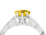 White gold Heart Cut Yellow Sapphire Solitaire Engagement Ring with Celtic Knot Band and Four-Prong Setting_28
