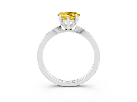 White gold Heart Cut Yellow Sapphire Solitaire Engagement Ring with Classic Band and Four-Prong Setting_63