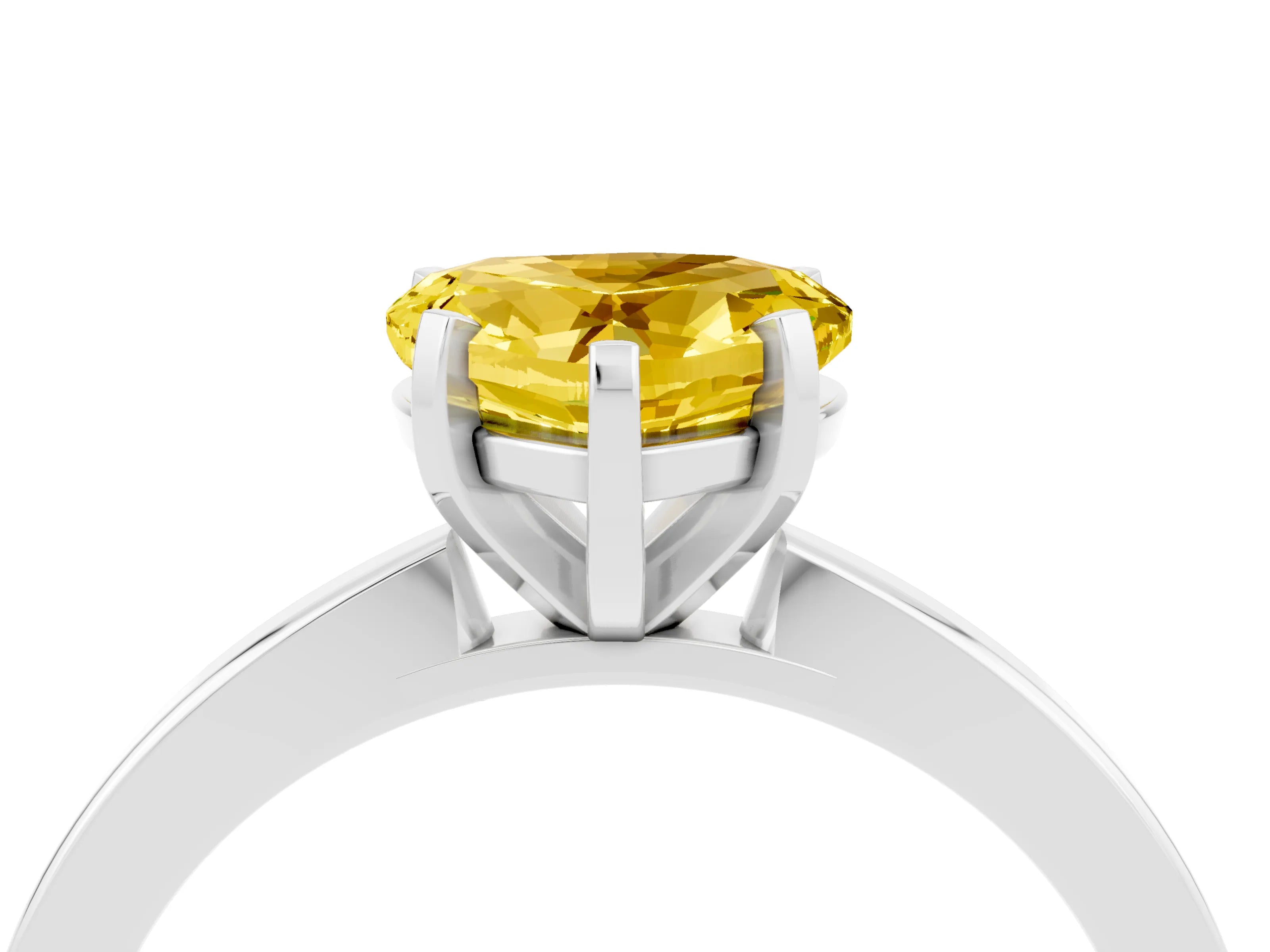 White gold Heart Cut Yellow Sapphire Solitaire Engagement Ring with Classic Band and Four-Prong Setting_64
