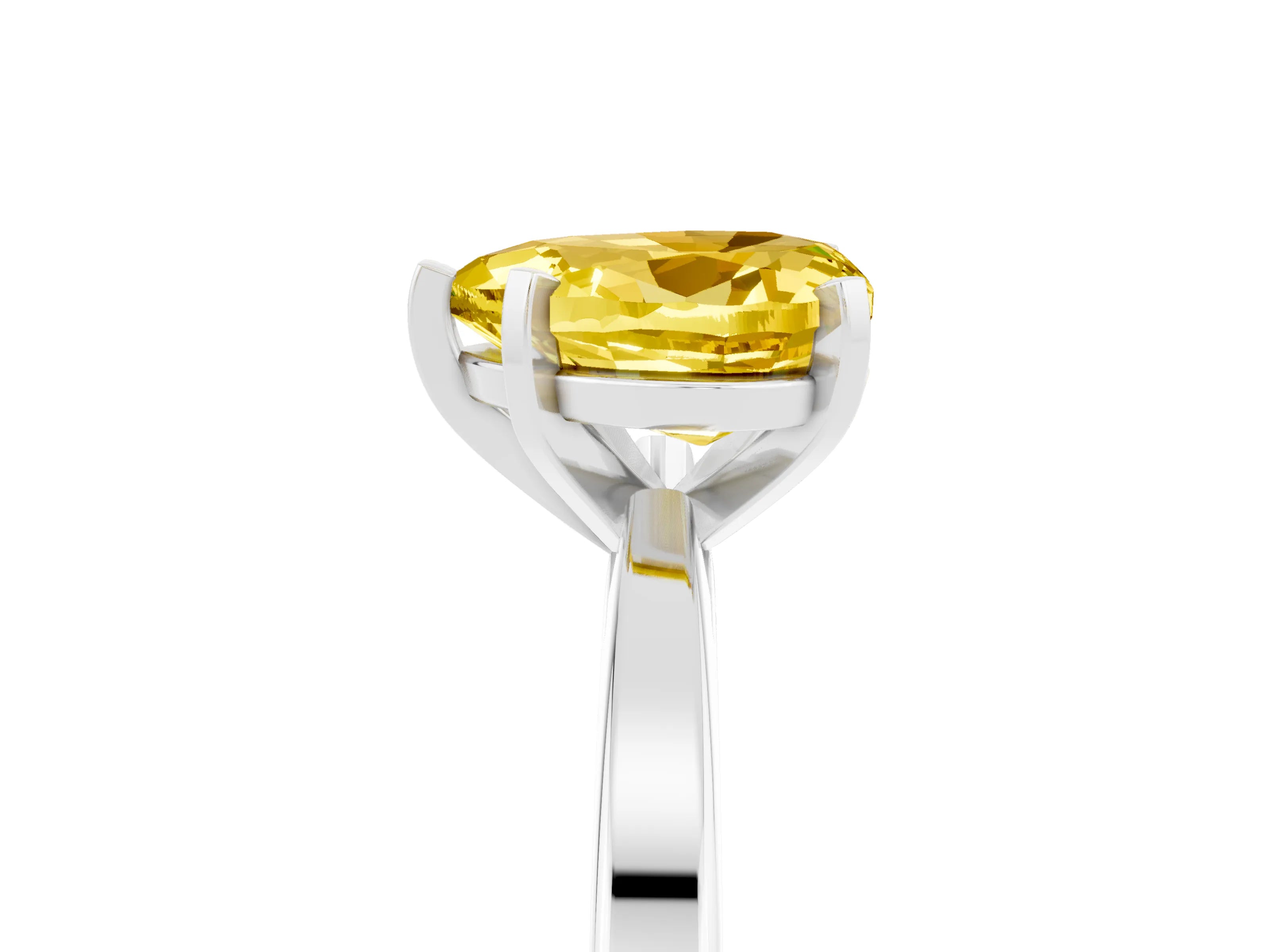 White gold Heart Cut Yellow Sapphire Solitaire Engagement Ring with Classic Band and Four-Prong Setting_65