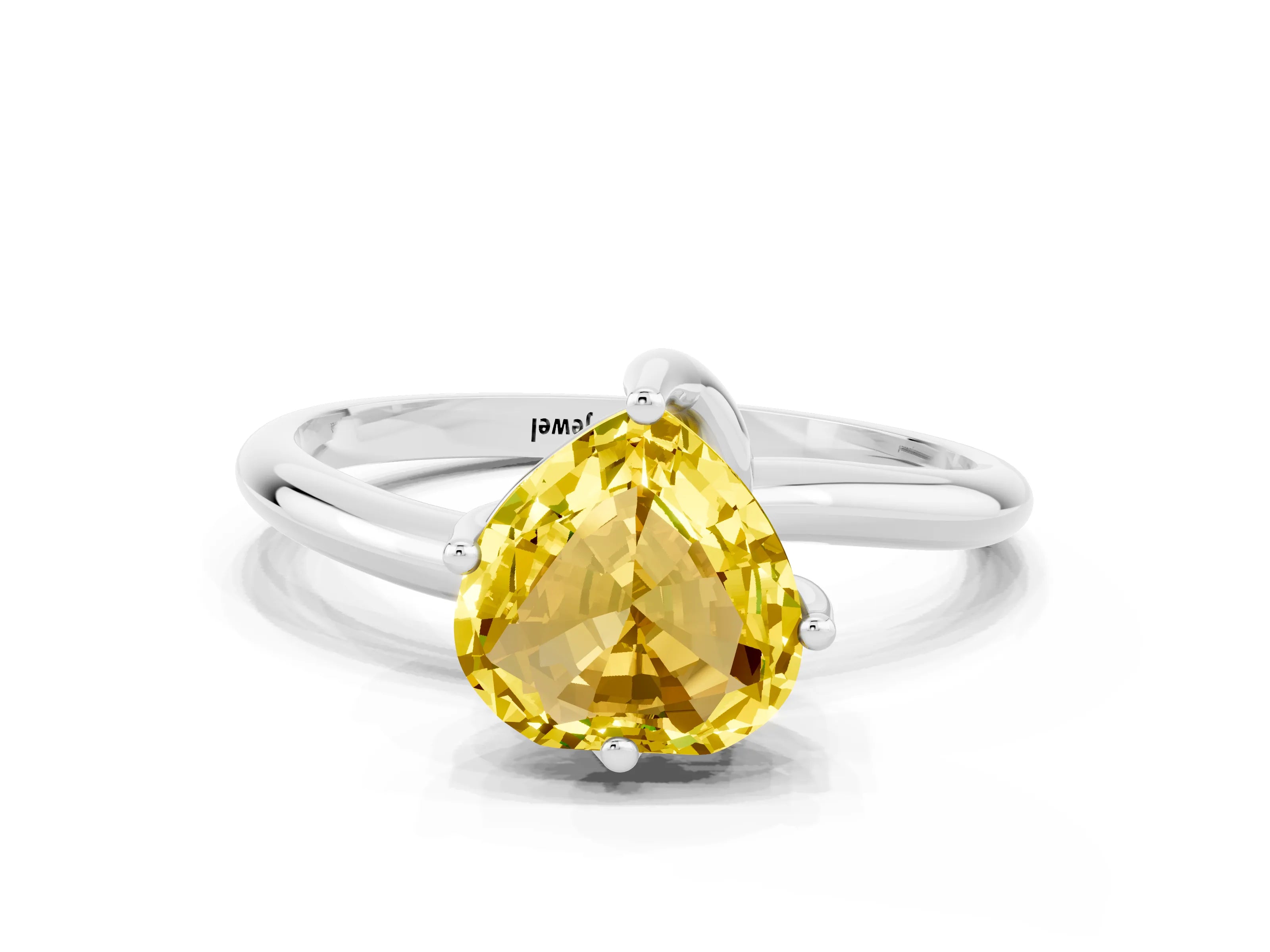 White gold Heart Cut Yellow Sapphire Solitaire Engagement Ring with Four-Prong Setting and Classic Band_12