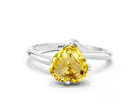 White gold Heart Cut Yellow Sapphire Solitaire Engagement Ring with Four-Prong Setting and Classic Band_12