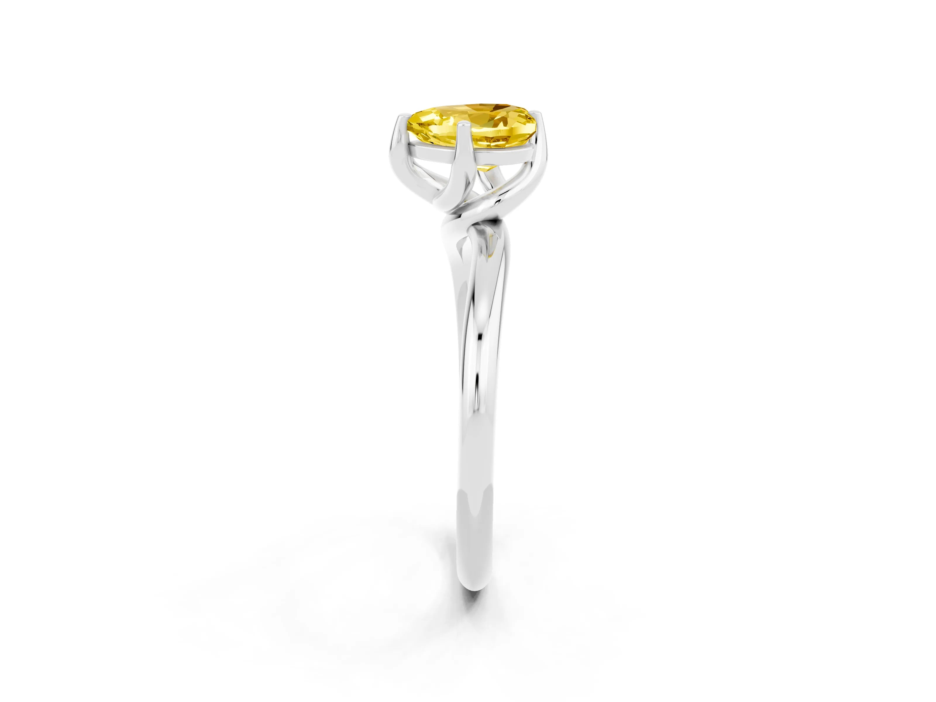 White gold Heart Cut Yellow Sapphire Solitaire Engagement Ring with Four-Prong Setting and Classic Band_14