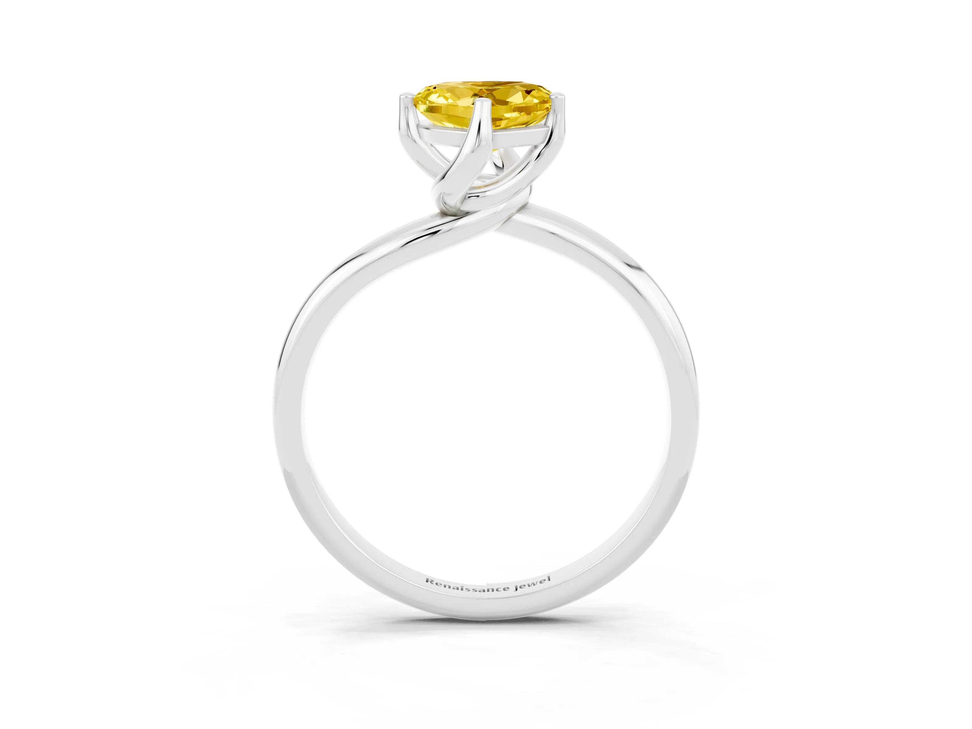 White gold Heart Cut Yellow Sapphire Solitaire Engagement Ring with Four-Prong Setting and Classic Band_15