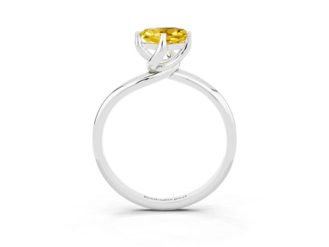 White gold Heart Cut Yellow Sapphire Solitaire Engagement Ring with Four-Prong Setting and Classic Band_15