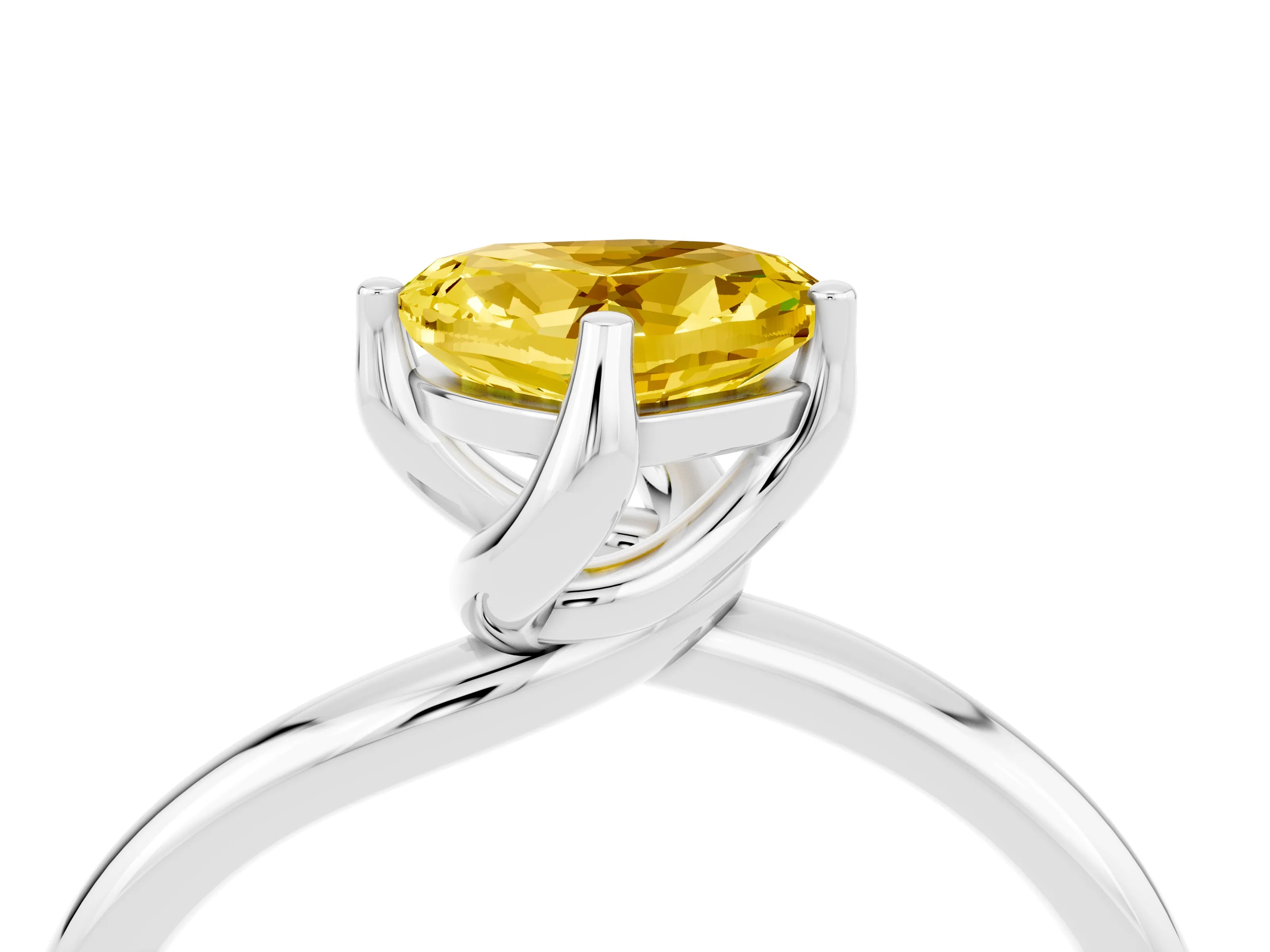 White gold Heart Cut Yellow Sapphire Solitaire Engagement Ring with Four-Prong Setting and Classic Band_16